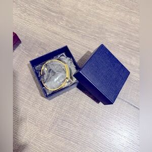 Elegant Gold Tarnished Bangle Bracelet with Jade Stone